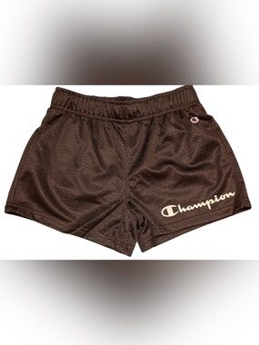 Champion Black Mesh Athletic Shorts with White Logo